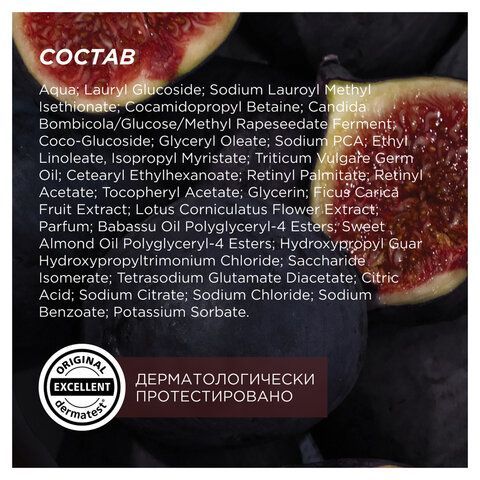 Гель для душа 750мл SYNERGETIC "Цветущий инжир и лотос" натуральный, биоразлагаемый,, 400010