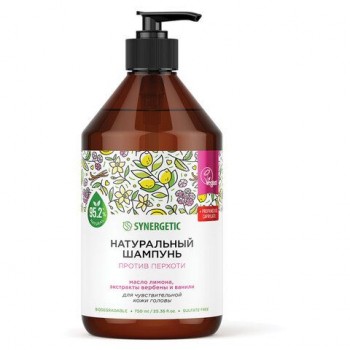 Шампунь 750мл SYNERGETIC "Против перхоти" для чувствительной кожи головы, бессульфатн, 701757