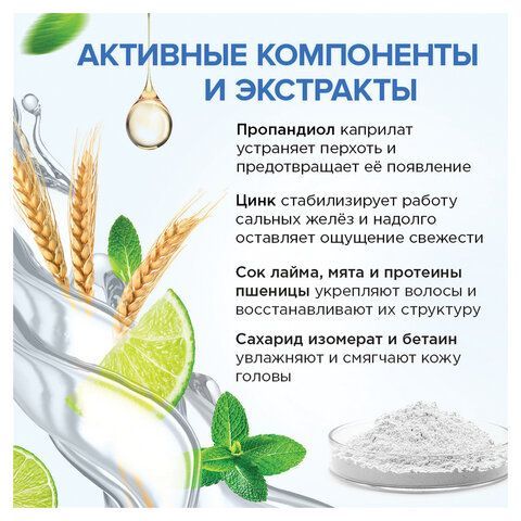Шампунь-бальзам 400мл SYNERGETIC HAIR THERAPY "Против перхоти 2 в 1", мята и лайм, ш/, 701409
