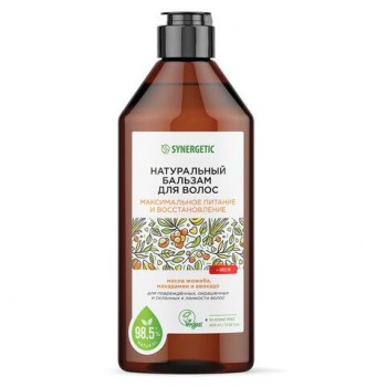 Бальзам для волос 400мл SYNERGETIC "Максимальное питание и восстановление", натуральн, 702401