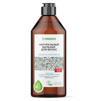 Бальзам для волос 400мл SYNERGETIC "Объём и укрепление волос", натуральный, ш/к 55073, 702402