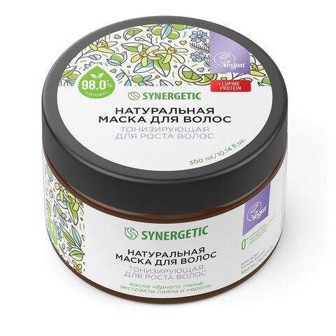 Маска для волос 300мл SYNERGETIC "Тонизирующая для роста волос", натуральная, ш/к 541, 701800