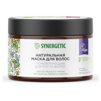 Маска для волос 300мл SYNERGETIC "Тонизирующая для роста волос", натуральная, ш/к 541, 701800