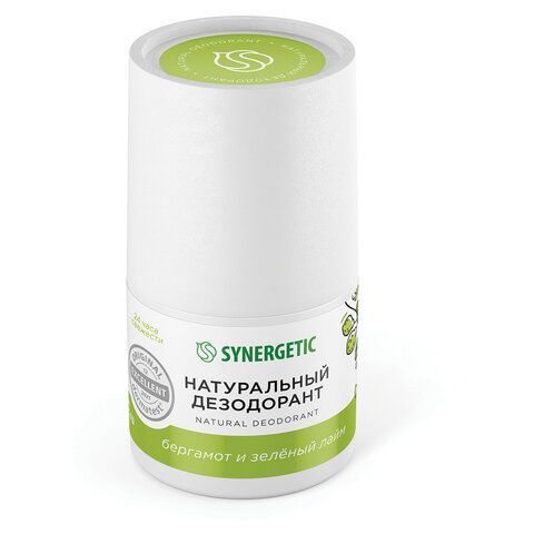 Дезодорант 50мл SYNERGETIC "Бергамот - зеленый лайм", роликовый, натуральный, 300016