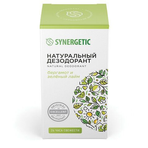 Дезодорант 50мл SYNERGETIC "Бергамот - зеленый лайм", роликовый, натуральный, 300016