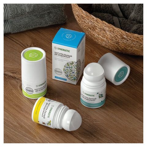 Дезодорант 50мл SYNERGETIC "Бергамот - зеленый лайм", роликовый, натуральный, 300016