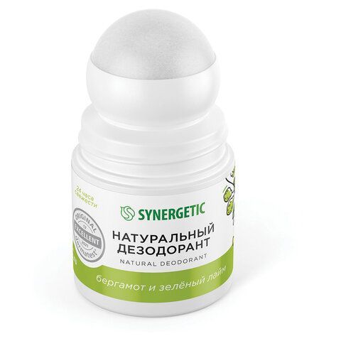 Дезодорант 50мл SYNERGETIC "Бергамот - зеленый лайм", роликовый, натуральный, 300016
