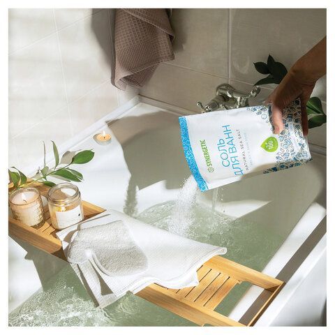 Соль для ванн 1кг SYNERGETIC "Детокс и расслабление", морская, натуральная, 300011