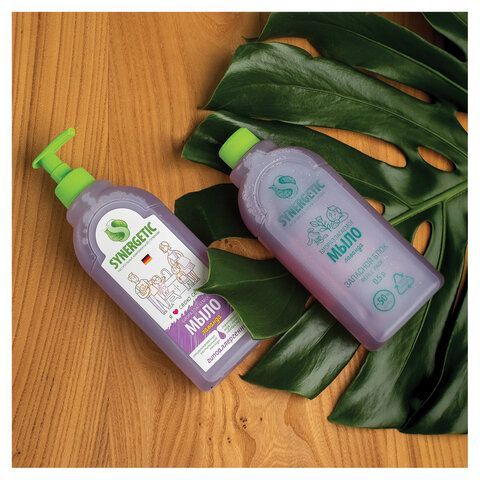 Мыло жидкое 500мл SYNERGETIC "Лаванда", гипоаллергенное, биоразлагаемое, дозатор, 105054/14