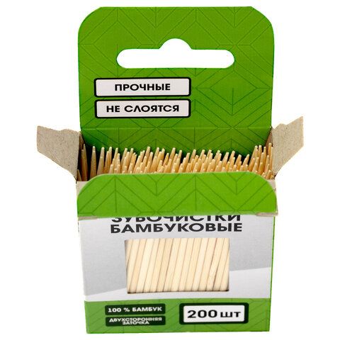 Зубочистки бамбуковые 200 шт. в коробке с подвесом, BOOMHOUSE 50 шт., 701954