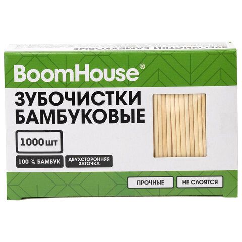 Зубочистки бамбуковые 1000 шт. в коробке BOOMHOUSE 15 шт., 701956