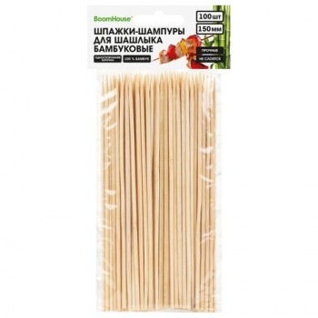 Шпажки-шампуры для шашлыка бамбуковые 150 мм, 100 штук, BOOMHOUSE 35 шт., 701957