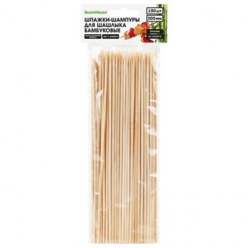 Шпажки-шампуры для шашлыка бамбуковые 200 мм, 100 штук, BOOMHOUSE 30 шт., 701958