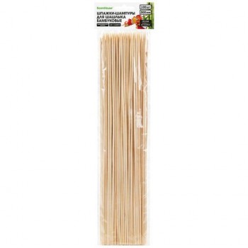 Шпажки-шампуры для шашлыка бамбуковые 300 мм, 100 штук, BOOMHOUSE 25 шт., 701960