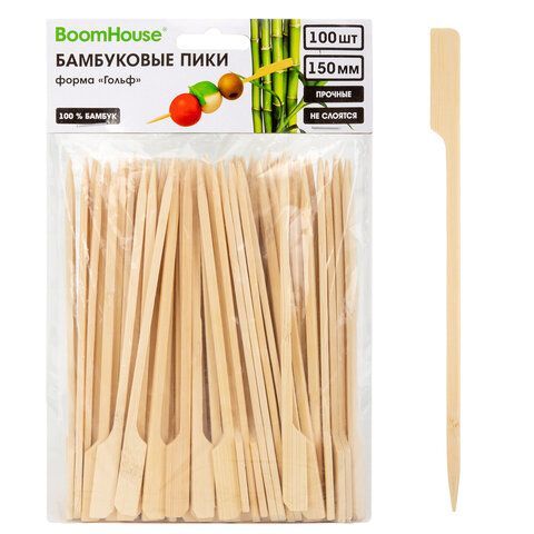 Шпажки-пики для канапе бамбуковые ГОЛЬФ 15 см, 100 шт, BOOMHOUSE 15 шт., 701964