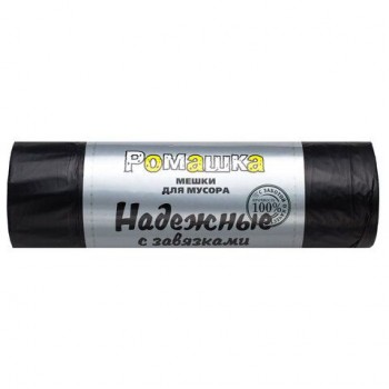 Мешки для мусора с завязками 35л, в рулоне 15шт, ПСД 18мкм, 50x53 см, РОМАШКА 4 шт. НАДЕЖНЫ, ВЗ0351511