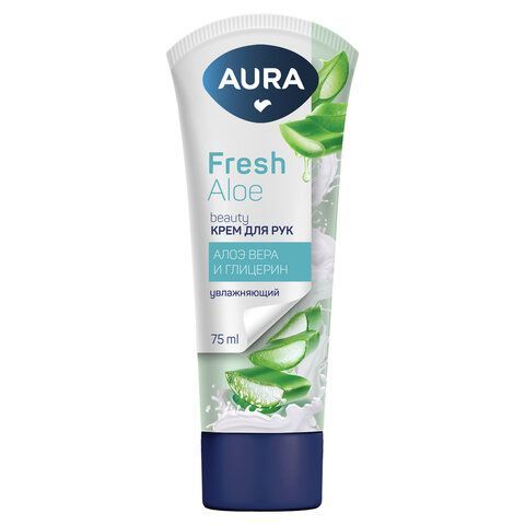 Крем для рук увлажняющий 75мл AURA 24 шт. BEAUTY "Алоэ вера и глицерин", 14858