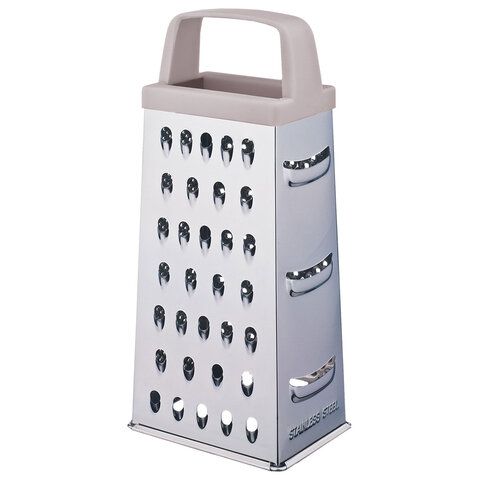 Терка 4-х сторонняя 20см, нержавеющая сталь, пластиковая ручка, PRIMAURA, 702082