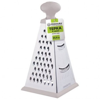 Терка 4-х сторонняя 22,5 см, нержавеющая сталь, круглая пластиковая ручка, PRIMAURA, 702088