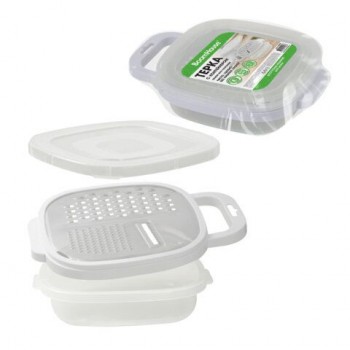 Набор терка горизонтальная + пластиковый контейнер, нержавеющая сталь, белый, BOOMHOUSE, 702099