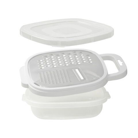 Набор терка горизонтальная + пластиковый контейнер, нержавеющая сталь, белый, BOOMHOUSE, 702099