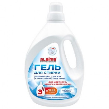 Гель для стирки всех видов тканей универсальный 3л LAIMA PROFESSIONAL "Альпийская Свежесть", 702187