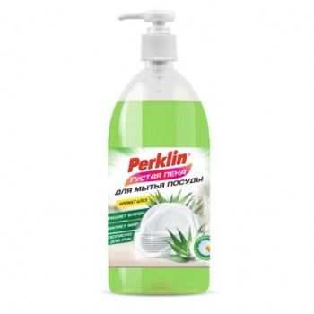 Средство для мытья посуды концентрат с дозатором ГУСТАЯ ПЕНА 1л PERKLIN Алое-вера, 702410