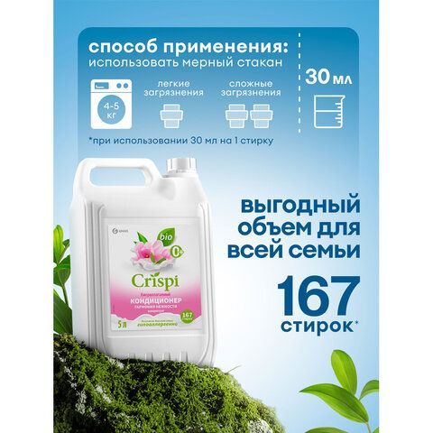 Кондиционер-ополаскиватель для белья концентрат гипоаллергенный 5л CRISPI by GRASS "Жасмин", 125955