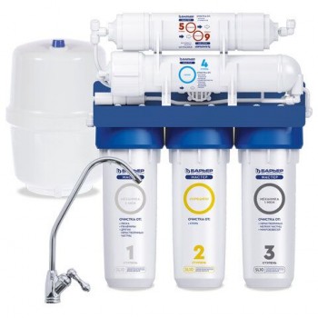 Фильтр для воды с краном и баком БАРЬЕР "МАСТЕР Осмо 75",обратный осмос,5 ступеней,ба, Н151Р23