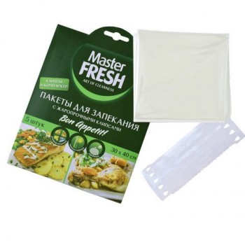 Пакеты для запекания с жаропрочными клипсами 30х40 см, 5шт, картонная коробка, Master