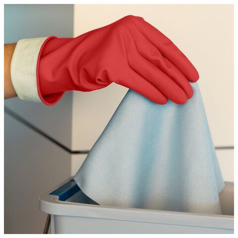 Перчатки VILEDA многоцелевые латексные МНОГОРАЗОВЫЕ х/б напыление ПРОЧНЫЕ M (средний) красный 174343