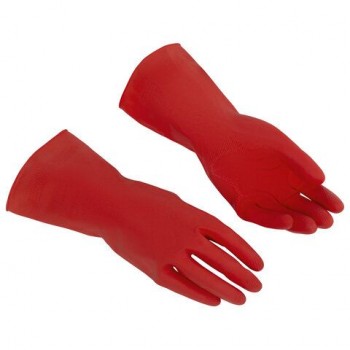 Перчатки VILEDA многоцелевые латексные МНОГОРАЗОВЫЕ х/б напыление ПРОЧНЫЕ L (большой) красный 174345
