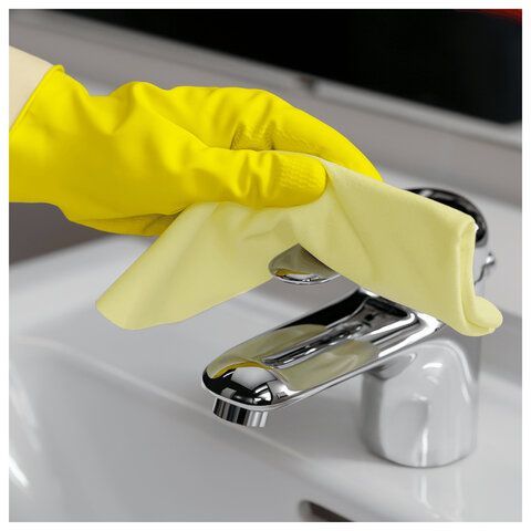 Перчатки VILEDA многоцелевые латексные МНОГОРАЗОВЫЕ х/б напыление ПРОЧНЫЕ M (средний) желтый 174372