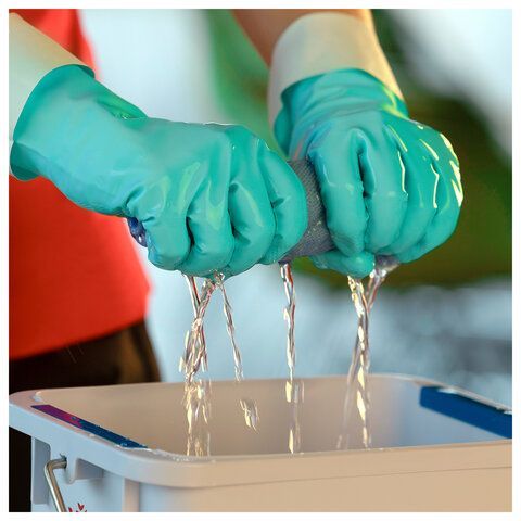 Перчатки VILEDA нитриловые МНОГОРАЗОВЫЕ универсальные, антиаллерген, XL (оч.большой) зеленый, 174385