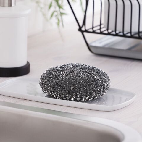 Губка (мочалка) металлическая, 40г, МЕГА, для посуды, гриля, плиты, YORK 20 шт., 003030