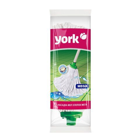 Насадка МОП для швабры веревочная, Мега, крепление еврорезьба, хлопок, 25см, 200г, YO, 73010