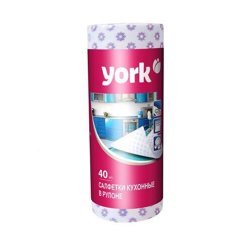 Салфетки ВИСКОЗНЫЕ, Премиум, 25х40см, РУЛОН 40шт, 60г/м2, YORK, 021100