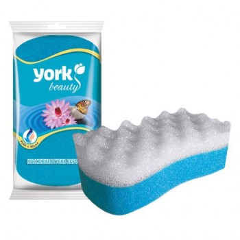 Губка для тела массажная, 16,4х9,3х5см, 18г/м3, европодвес, Бабочка, ассорти, YORK 20 шт., 0, 11030
