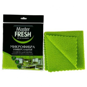Салфетка из МИКРОФИБРЫ для стекол и зеркал 30х30 см, зеленая, 280 г/м2, Master FRESH 60 шт.,