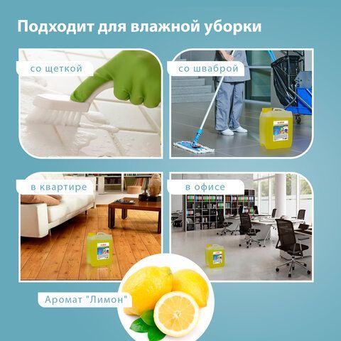Средство для мытья пола 5 кг ЛАЙМА PROFESSIONAL концентрат, &quot;Лимон&quot;, 880281