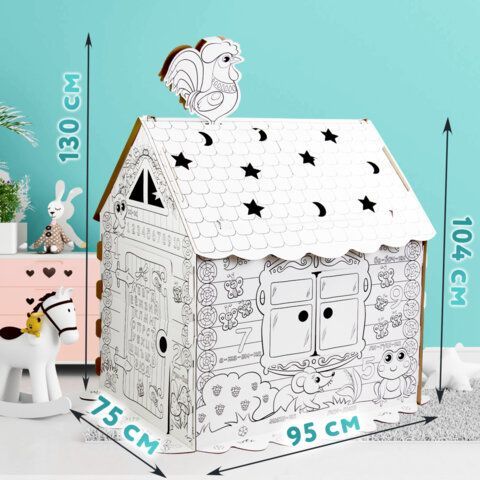 Картонный игровой развивающий Домик-раскраска &quot;Сказочный&quot;, высота 130 см, BRAUBERG Kids, 880364