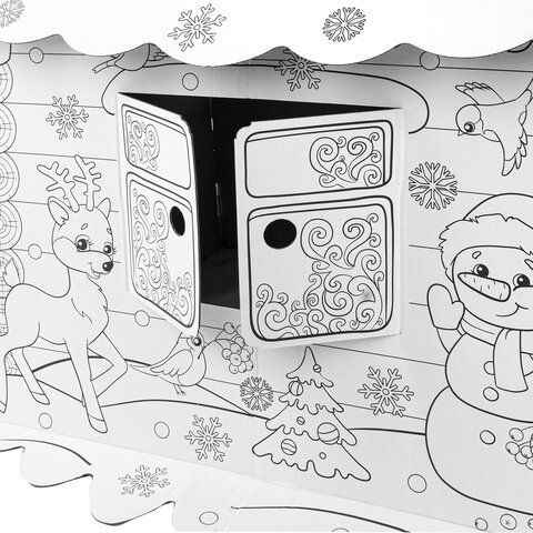 Картонный игровой развивающий Домик-раскраска &quot;Новогодний&quot;, высота 130 см, BRAUBERG kids, 880365