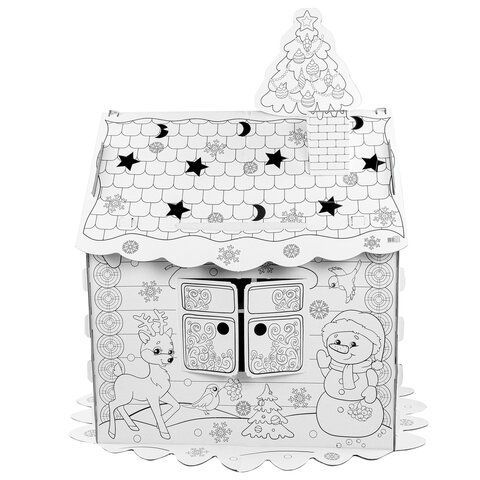 Картонный игровой развивающий Домик-раскраска &quot;Новогодний&quot;, высота 130 см, BRAUBERG kids, 880365