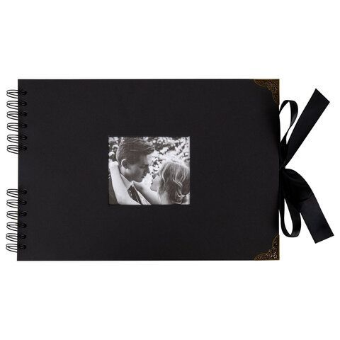 Фотоальбом 21х30 см, 40 черных листов, уголки/стикеры/ручка/клей/трафареты/маркеры, BRG Black, 880654