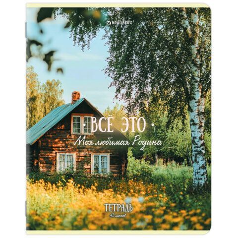 Тетради ДЭК А5 48 л. КОМПЛЕКТ 5 шт. BRAUBERG скоба, клетка, глянцевый лак, Русская природа, 881237