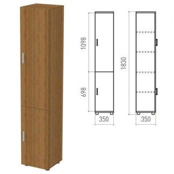 Шкаф закрытый "Канц", 350х350х1830 мм, цвет орех пирамидальный (КОМПЛЕКТ)