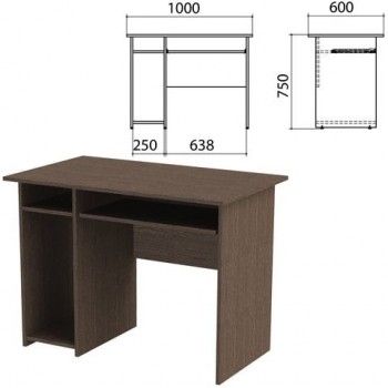Стол компьютерный "Канц", 1000х600х750 мм, с тумбой, цвет венге (КОМПЛЕКТ)