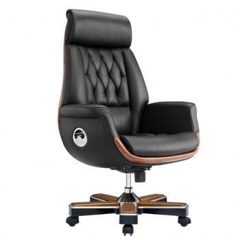 Кресло HAWASAN PREMIUM EX-805 PRESIDENT, до 200 кг, синхромеханизм, нат. кожа, цвет чёрный